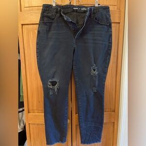 Old Navy High Rise O.G. Straight Secret Slim Pockets, Ripped jeans, Black 16
